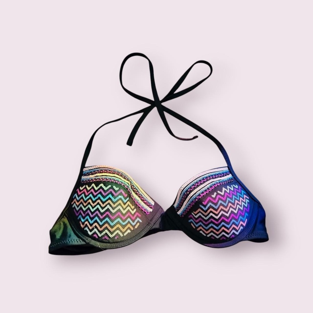gyaru push up bikini top, 2015 push up sequin Chevron bikini top